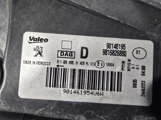 PEUGEOT PARTNER IV RIFTER 9816826880 LAMPA FAR PREDNJA STRANA DESNA