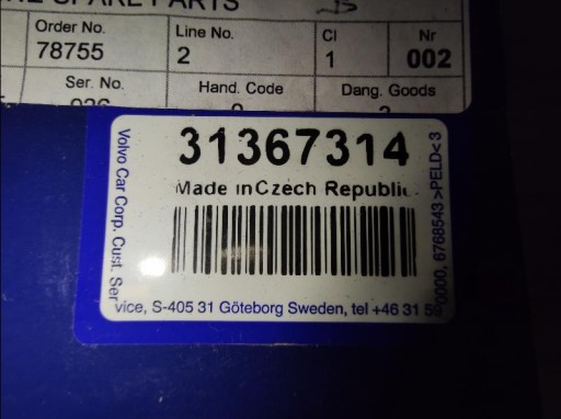 SREDIŠNJA POLUGA KVAČILA VOLVO S40 S60 S80 C30 C70 V60 31367314