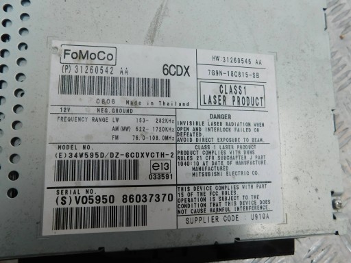 RADIO VOLVO V70 XC70 31260542AA