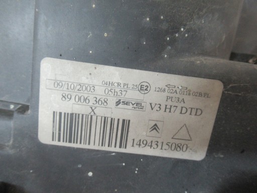 FAR LAMPA DESNI CITROEN C8
