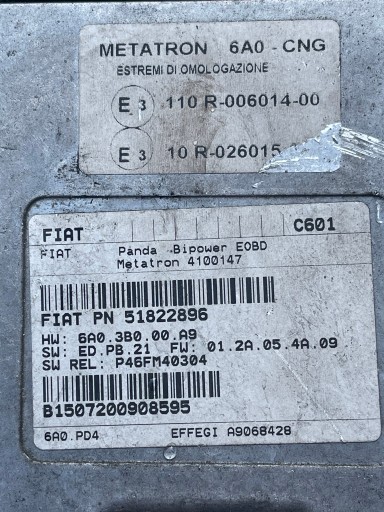 KOMPJUTER MODUL 51822896 FIAT PANDA II 1.2 CNG KOMPJUTER MODUL 51822896 FIAT PANDA II 1.2 CNG
