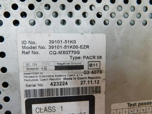 RADIO SUZUKI SPLASH 39101-51K0 RADIO SUZUKI SPLASH 39101-51K0
