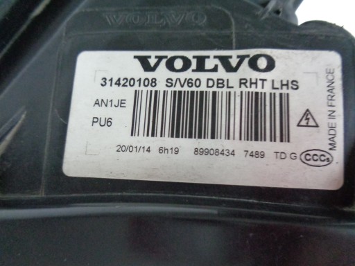 LAMPA FAR LIJEVA STRANA VOLVO V60 S60 13- REDIZAJN XENON ZAKRETNI