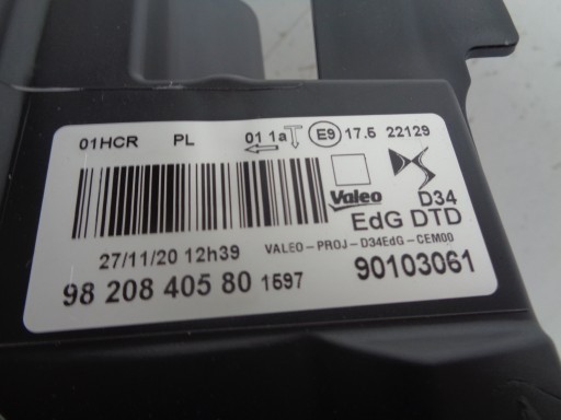 NOVO LAMPA FAR DESNA STRANA CITROEN DS3 CROSSBACK 18-