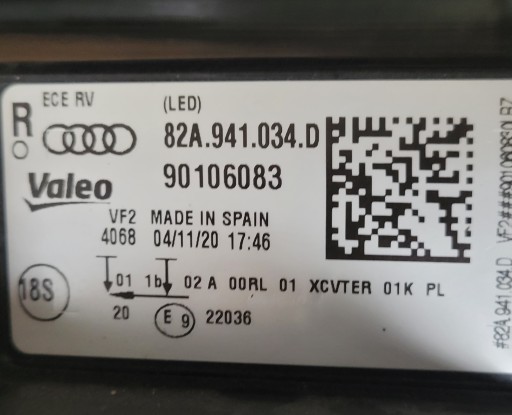 AUDI A1 18-22 LAMPA FAR LED DESNA STRANA 82A941034D