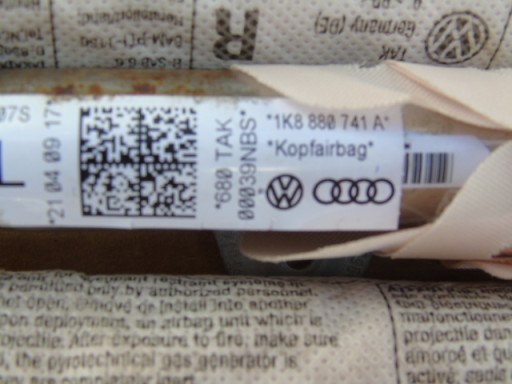 VW SCIROCCO 1K8 AIRBAG ZAVJESA LIJEVA STRANA ILI DESNA