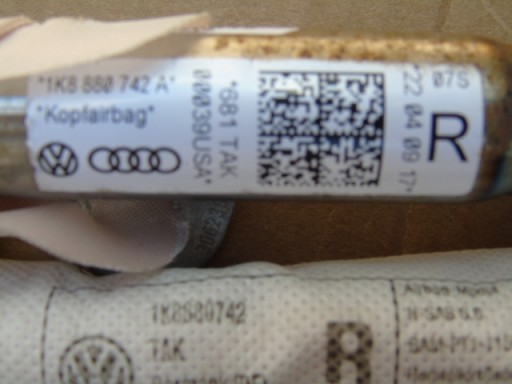 VW SCIROCCO 1K8 AIRBAG ZAVJESA LIJEVA STRANA ILI DESNA