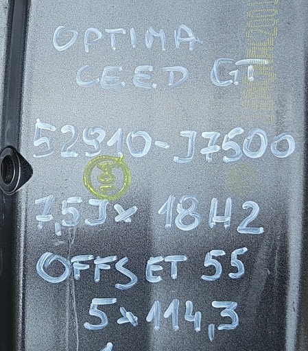 KIA OPTIMA CEED GT PRO ALU FELGA 7.5JX18H2 OFFSET55 52910-J7500