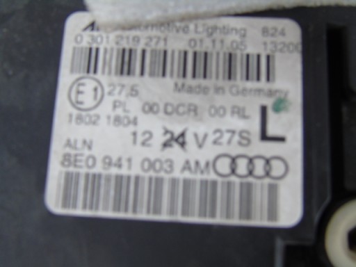 AUDI A4 B7 04-08 LAMPE FAROVI  LIJEVA STRANA BI XENON 8E0941003AM
