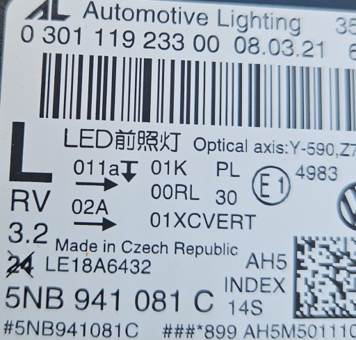 VW TIGUAN II REDIZAJN 20-24 LAMPA FAR DESNA STRANA LED IQ LIGHT 5NB941082C NOVO VW TIGUAN II REDIZAJN 20-24 LAMPA FAR DESNA STRANA LED IQ LIGHT 5NB941082C NOVO