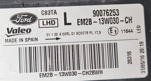 FORD S MAX MK2 GALAXY MK4 15- LAMPA FAR FULL LED LIJEVA STRANA EM2B-13W030-CH