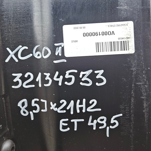 VOLVO XC60 II ALU FELGA 8.5JX21H2 ET49.5 32134533