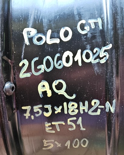 VW POLO VI GTI ALU FELGA 7.5JX18 ET51 2G0601025AQ