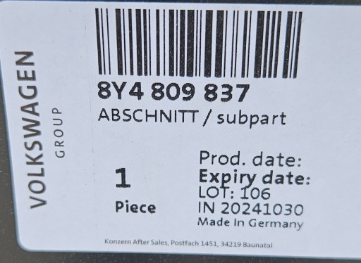 AUDI A3 20-24 BLATOBRAN OPLATA LIJEVA STRANA ZADNJI 8Y4809837