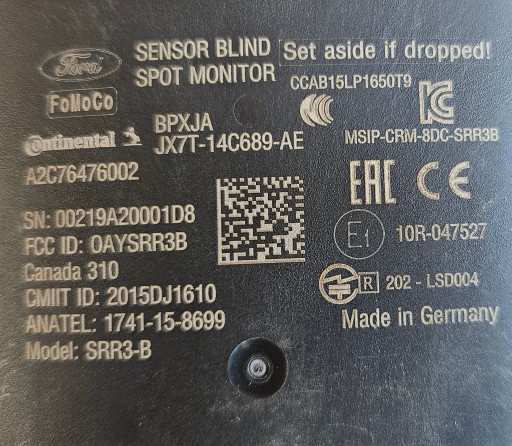 FORD PUMA MK2 FOCUS 18-24 RADAR MODUL SENZOR MARTWEGO POLA JX7T-14C689-AE