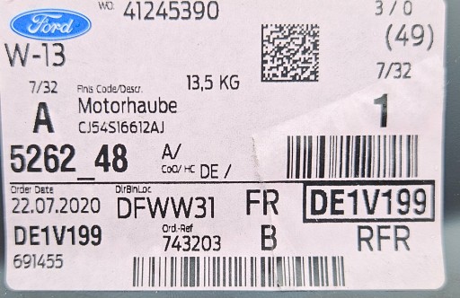 FORD KUGA MK2 12-16 HAUBA