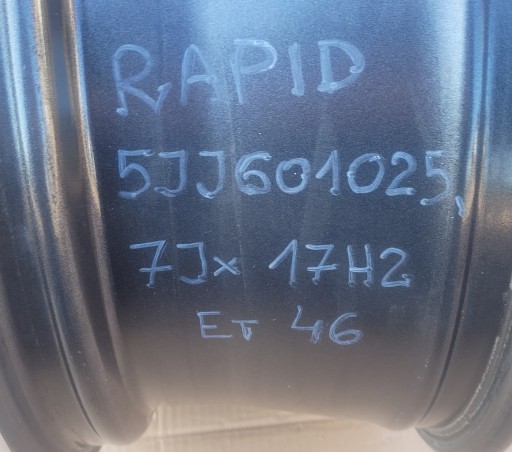 SKODA RAPID ALU FELGA 7JX17H2 ET46 5JJ601025 5X100