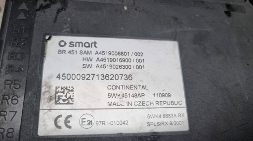 MODUL KOMFORTU SAM BSI A4519006801 5WK45148AP SMART FORTWO 451 MODUL KOMFORTU SAM BSI A4519006801 5WK45148AP SMART FORTWO 451
