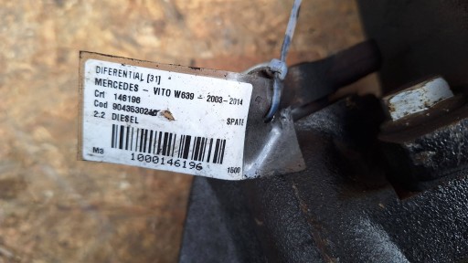 DIFERENCIJAL MOST ZADNJI 38:11 A6393501314 MERCEDES VITO VIANO W639 REDIZAJN 2.2CDI 10-14