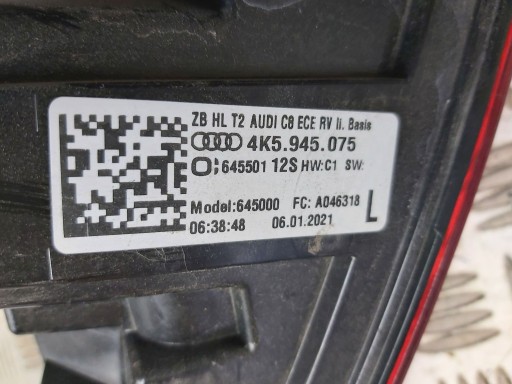 LAMPA FAR LIJEVA STRANA ZADNJA LED AUDI A6 LIMUZINA / SEDAN C8 2018R->