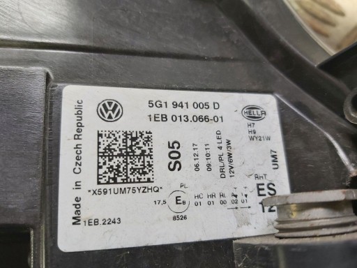 LAMPA FAR LIJEVA STRANA PREDNJA Z LED VW GOLF VII REDIZAJN 2016R->