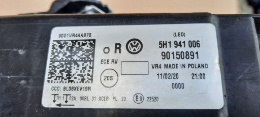 LAMPA FAR DESNA STRANA ILI LIJEVA PREDNJA VW GOLF VIII LED 2019R->