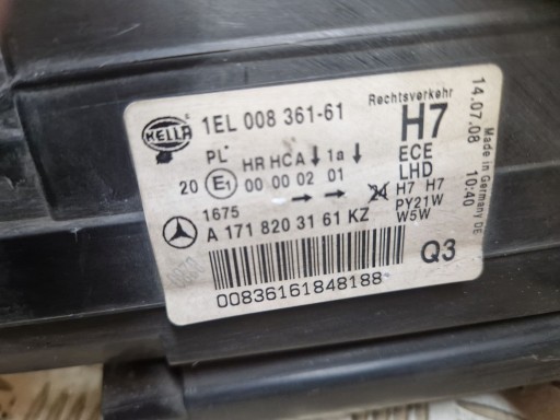 LAMPA FAR DESNA STRANA ILI LIJEVA PREDNJA MERCEDES SLK W171 R171 2004R-> LAMPA FAR DESNA STRANA ILI LIJEVA PREDNJA MERCEDES SLK W171 R171 2004R->