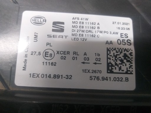 LAMPA FAR PREDNJA STRANA DESNA SEAT ATECA REDIZAJN FULL LED 576941032B LAMPA FAR PREDNJA STRANA DESNA SEAT ATECA REDIZAJN FULL LED 576941032B