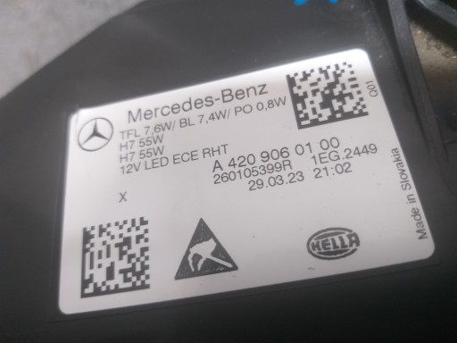 LAMPA FAR PREDNJA STRANA DESNA MERCEDES CITAN W420 A4209060100