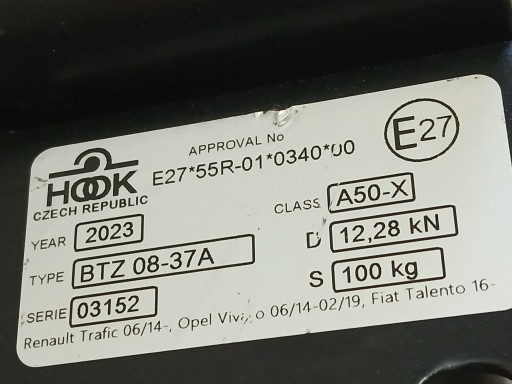 KUKA ZA VUČU RENAULT TRAFIC OPEL VIVARO FIAT TALENTO 09-14 BTZ 08-37A