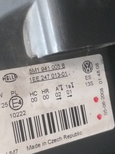 LAMPA FAR PREDNJA STRANA LIJEVA VW GOLF V 5 PLUS + 5M1941005B LAMPA FAR PREDNJA STRANA LIJEVA VW GOLF V 5 PLUS + 5M1941005B