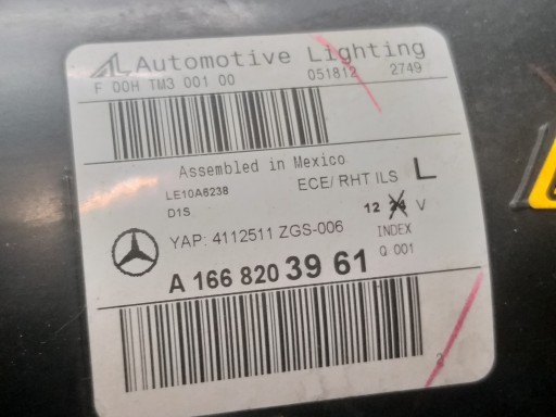 LAMPA FAR PREDNJA STRANA LIJEVA MERCEDES ML W166 XENON LED ZAKRETNI A1668203961