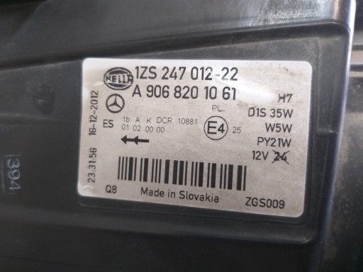 LAMPA FAR PREDNJA STRANA DESNA MERCEDES SPRINTER W906 XENON