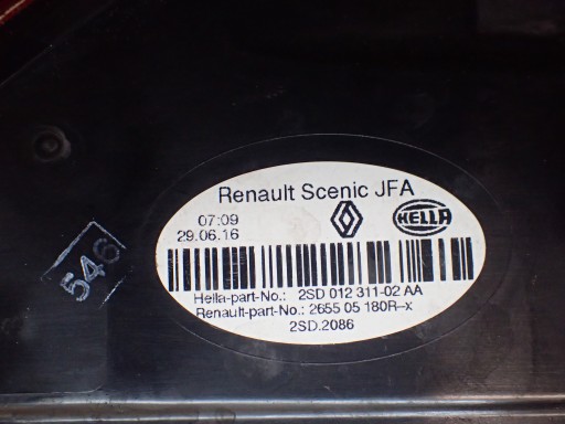LAMPA FAR ZADNJI DESNA STRANA RENAULT SCENIC IV 4 16- 265505180R LAMPA FAR ZADNJI DESNA STRANA RENAULT SCENIC IV 4 16- 265505180R