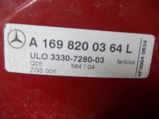 LAMPA FAR ZADNJI ZADNJA  LIJEVA STRANA MERCEDES MB A KLASA W169