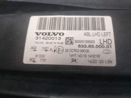 LAMPA FAR PREDNJA STRANA LIJEVA VOLVO S80 V70 REDIZAJN XENON 31420013