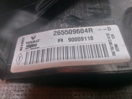 LAMPA FAR ZADNJI DESNA STRANA DACIA DOKKER 265509604R
