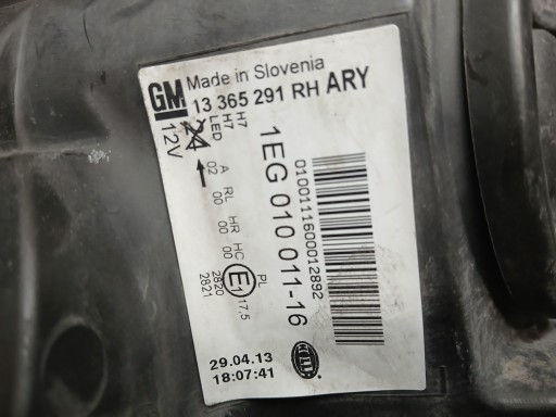 LAMPA FAR PREDNJA STRANA DESNA OPEL ASTRA J IV 4 LED 13653291