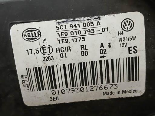 LAMPA FAR PREDNJA STRANA LIJEVA VW BEETLE 5C1941005A