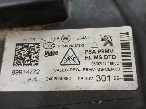 LAMPA FAR PREDNJA STRANA DESNA PEUGEOT 3008 5008 II 2 REDIZAJN FULL LED 9836230180