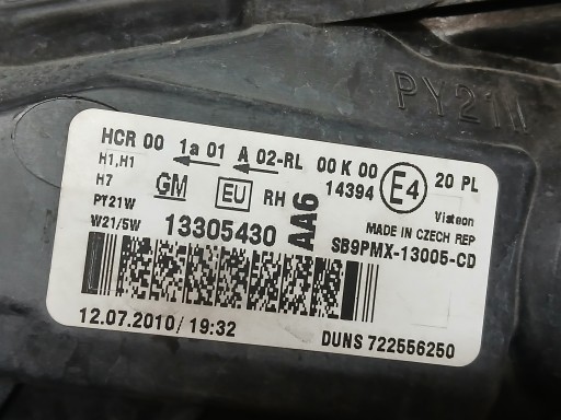 LAMPA FAR PREDNJA STRANA DESNA OPEL MERIVA B LEČA 13305430 LAMPA FAR PREDNJA STRANA DESNA OPEL MERIVA B LEČA 13305430