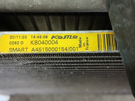 HLADNJAK VODE KLIMA KLIMATIZACIJE VENTILATOR SMART A451 A4515000154 A000200 HLADNJAK VODE KLIMA KLIMATIZACIJE VENTILATOR SMART A451 A4515000154 A000200