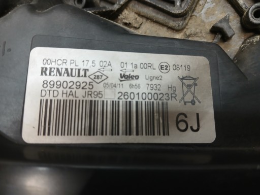 LAMPA FAR PREDNJA STRANA DESNA RENAULT SCENIC III 3 08- 260100023R