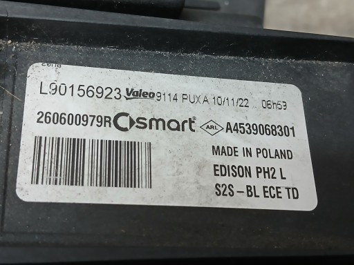 LAMPA FAR PREDNJA STRANA LIJEVA SMART A453 A4539068301