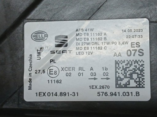 LAMPA FAR PREDNJA STRANA LIJEVA SEAT ATECA REDIZAJN FULL LED 575 20- 575941031B LAMPA FAR PREDNJA STRANA LIJEVA SEAT ATECA REDIZAJN FULL LED 575 20- 575941031B